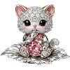 Diamond Cat with Pink Gem