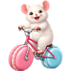 Mouse on Bicycle with Macaron Wheels