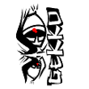 Monochrome Mask with Red Eyes