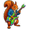 Eichhörnchen mit Jacke und E-Gitarre