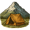 Mountain tent in the alpenglow