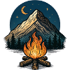 Mountain Moon Campfire Night