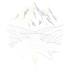 Mountain Landscape Hiker Line Art