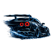 Blue sports car in speed