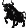 Black Bull Silhouette with Shine