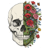 Skull Flowers Butterfly
