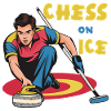 Schach auf dem Eis: Eis-Curling Motiv