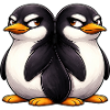 Cute Penguin Cartoon Friends Friendship Twins