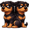 Cute Rottweiler Cartoon Friends Friendship