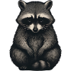 Trauriger Waschbär im Nachtwald Stil