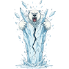 Eisbär bricht Eisblock