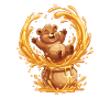 Honey-loving bear in the cauldron