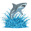Shark jump over white water