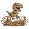 Dino jump in the mud