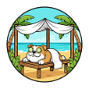 Beach Spa Bulldog Dog Relaxing Art