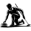 Curling Man Athlete Action Silhouette