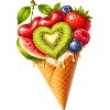 Früchte in Waffel Eistüte Illustration 