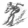 Speed skaters in full dynamics