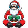 Gamer Weihnachtsmann Spielt Videospiel-Controller