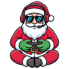 Gamer Weihnachtsmann Spielt Videospiel-Controller