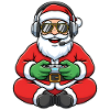Gamer Weihnachtsmann Spielt Videospiel-Controller