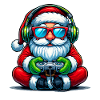 Gamer Weihnachtsmann Spielt Videospiel-Controller