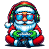 Gamer Weihnachtsmann Spielt Videospiel-Controller