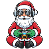 Gamer Weihnachtsmann Spielt Videospiel-Controller