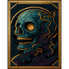 Framed skull with flowing shapes
