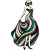 Dames silhouette en robe tourbillonnante