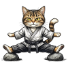 Karate-Aikido-Katze im Kimono
