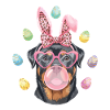 Ostern Rottweiler Osterhasenohren Herz Brille