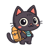 Süße Entdeckerkatze mit Schultasche