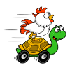Chickens on Turtle Wagon