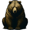 Mountain bear engraving gold tones