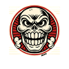 Grinning skull with bone emblem