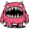 Pink Monster with Big Pointed Teeth