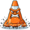Angry cone in cartoon style