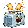 Cheerful toaster with jumping toast