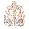 Frühlingshasen im Blütenkranz