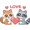 Amour Kawaii Panda roux et Raton