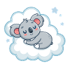 Dreamy Koala on Blue Cloud