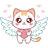 Pastel Heart Angel Cat