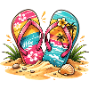 Illustration des tongs sur la plage