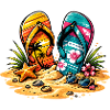 Flip Flops on the Beach Illustration