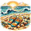 Sunset on the beach illustration