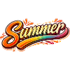 Summer lettering retro illustration