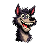 Crazy cartoon wolf with big grin
