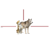 Duo dogs in red frame
