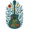 Guitare florale à l’aquarelle